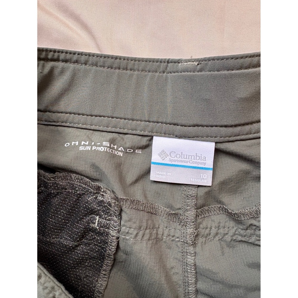 Columbia Omni-Shade Hiking Cargo Pants Womens 10 Regular Green Nylon Outdoor - Picture 2 of 6